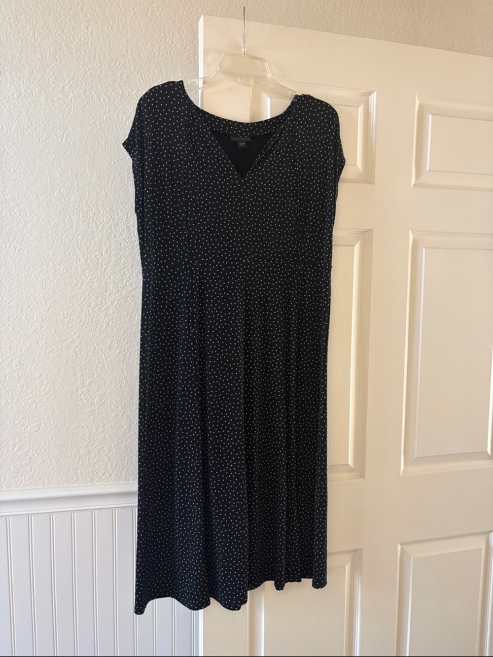 J. Jill Black Midi Dress with White Polka Dots